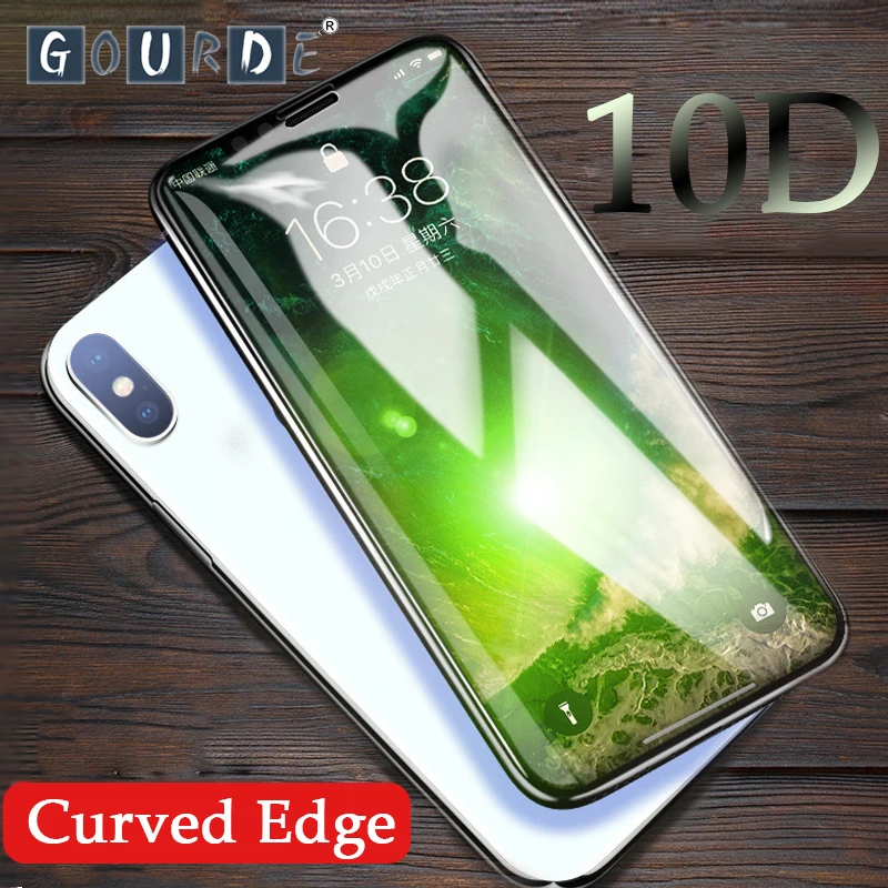 Gourde 10D закаленное стекло для iPhone XR XS Max 7 8 6 Plus защита экрана полное покрытие