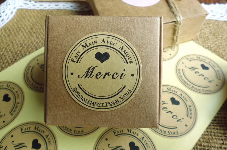 102 шт Merci крафт-печать наклейка французский спасибо Fait основной Avec Amour DIY многофункциональная бумажная этикетка клейкая подарочная печать наклейка