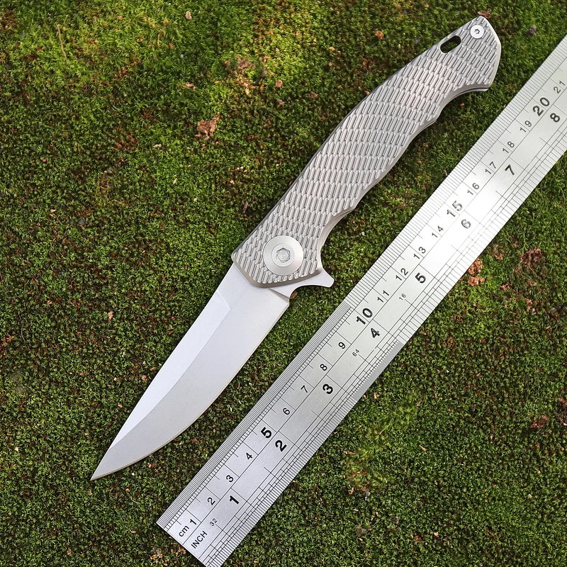 Godfur Zt 0452 折りたたみナイフ D2 サテン 石 60hrc 刃グレー Tc4 チタン合金ハンドルアウトドアキャンプナイフ Knives Aliexpress