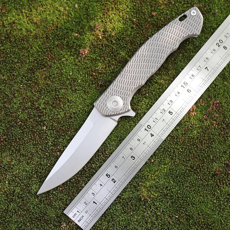 

GODFUR ZT 0452 Folding Knife D2 Satin / Stone 60HRC Blade Gray TC4 Titanium Alloy Handle Outdoor Camping Hunting Pocket Knives