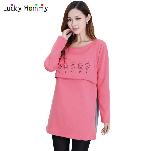

Long-sleeved Cotton Nursing Shirt Plus Size Embroidery Breastfeeding Clothes Maternity Tops T-shirts for Pregnant Women T shirt