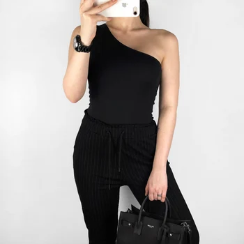 

Wixra Solid One Shoulder Bodysuit Slim Backless All Base Match For Women Bodysuits 2019 Hot For Ladies