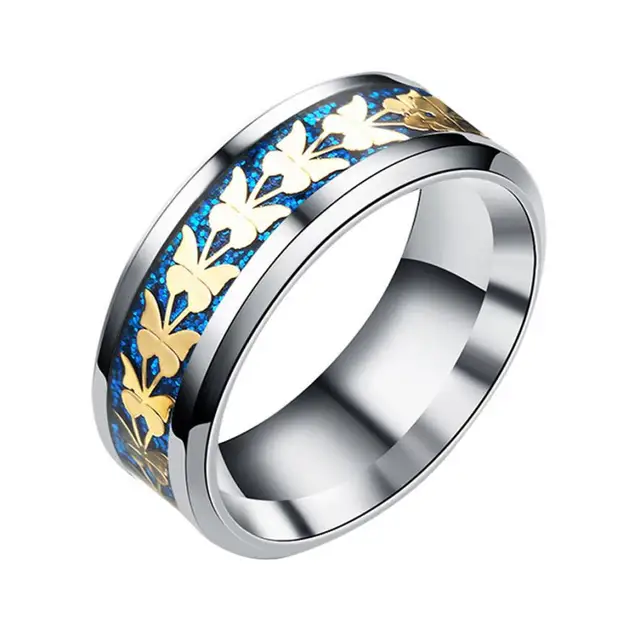 Fashion Stainless Steel Women Men Bohemian Vintage Butterfly Totem Rings Jewelry Fashion Stainless Steel Women Men Bohemian Vintage Butterfly Totem Rings Jewelry