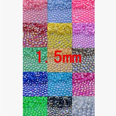 

Free Shipping 1.5mm 1000pcs AB Colors, ABS Half Round Imitation Pearl,Resin Scrapbook Beads For DIY Crafts Nail Art Decoration