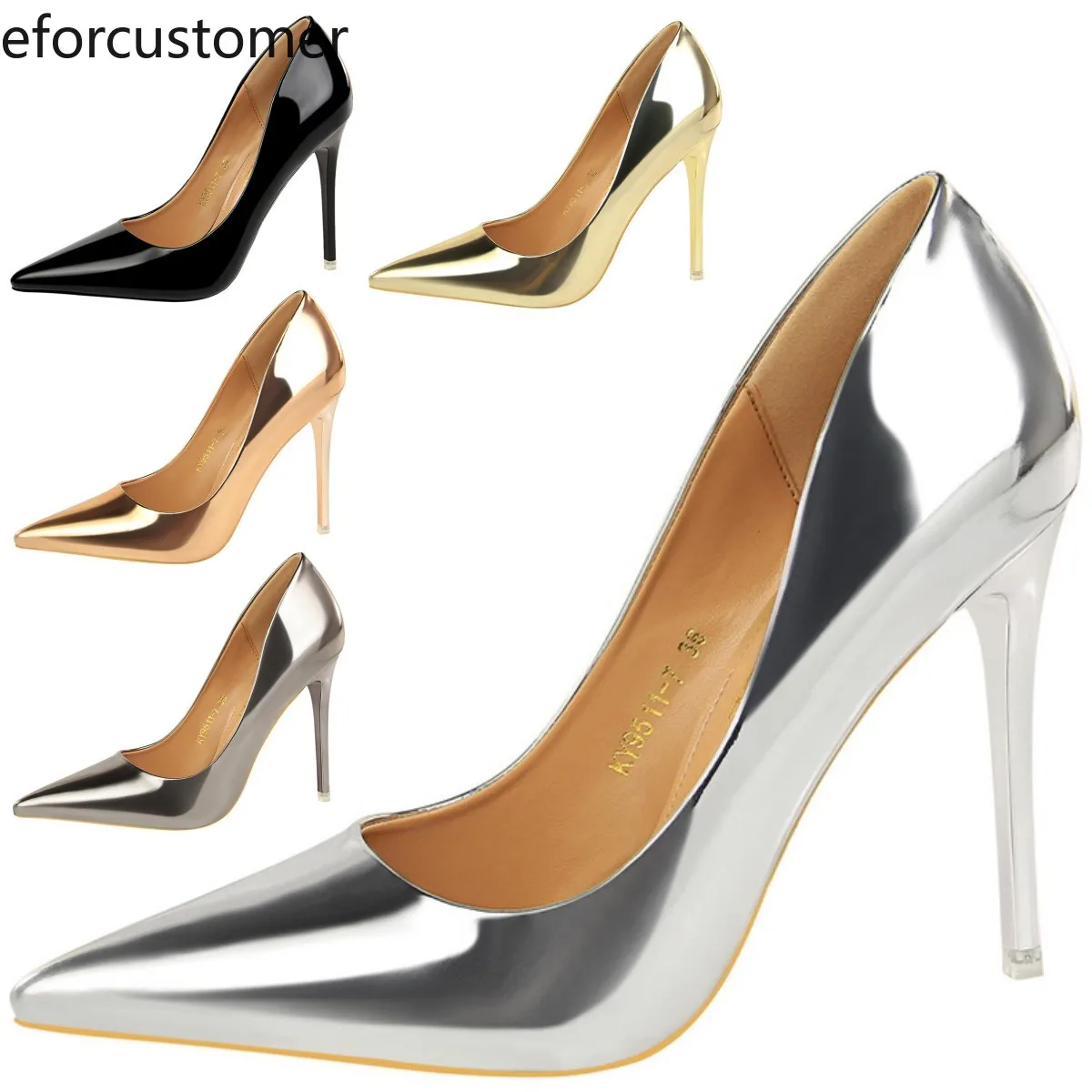 

Womens Classics Pumps Stiletto Luxury Sexy Pointed Toe Patent Leather Silp On Shoes Evening Party Dress Wedding Prom Work Shoes