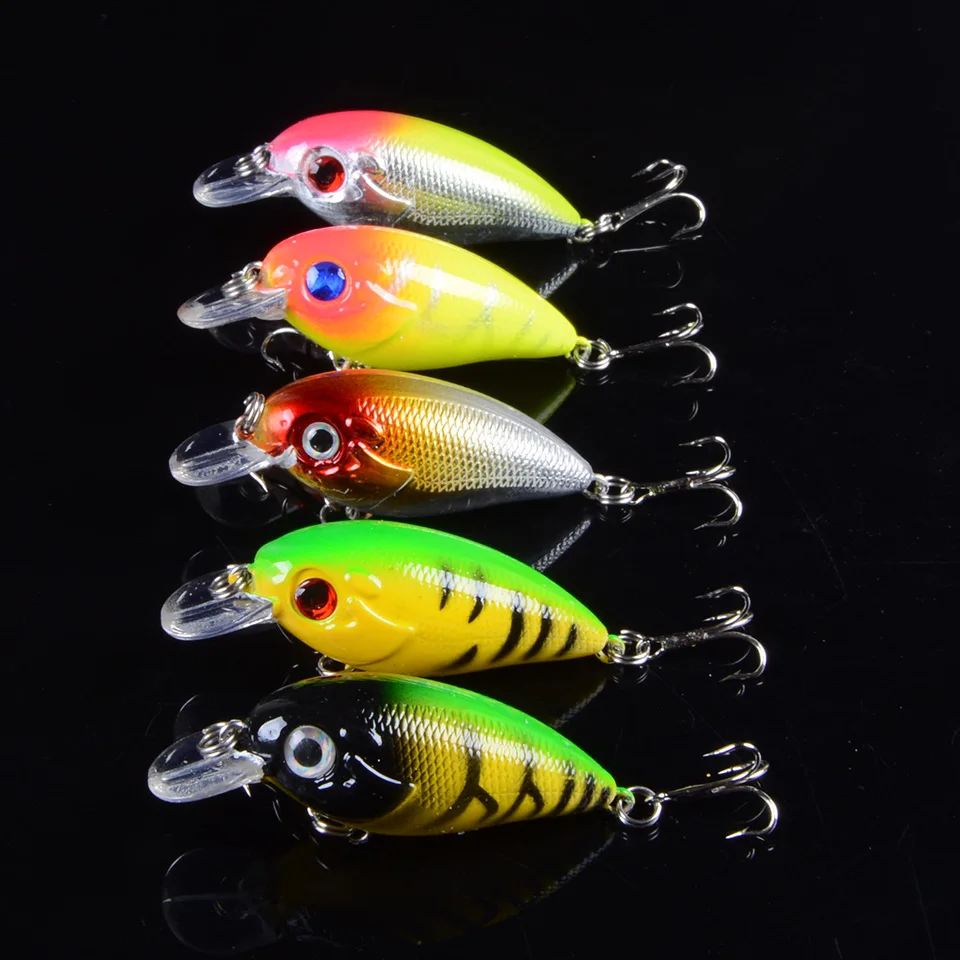 

5pcs 6cm 7.7g Small Crankbait Lifelike Fishing Lure Unique Body texture Fish Bait Hard Wobbler Tackle pesca With 3D Eyes