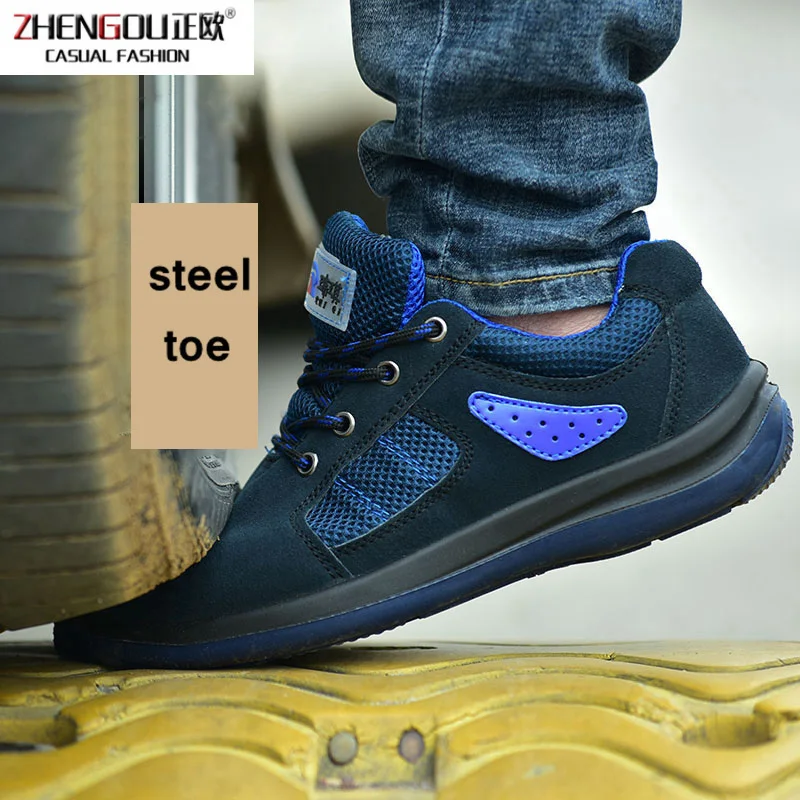 

zhengou Men Breathable Work Shoes Steel Toe Cap Anti-smashing Anti-puncture Anti-slip Casual Construction Safety Boots