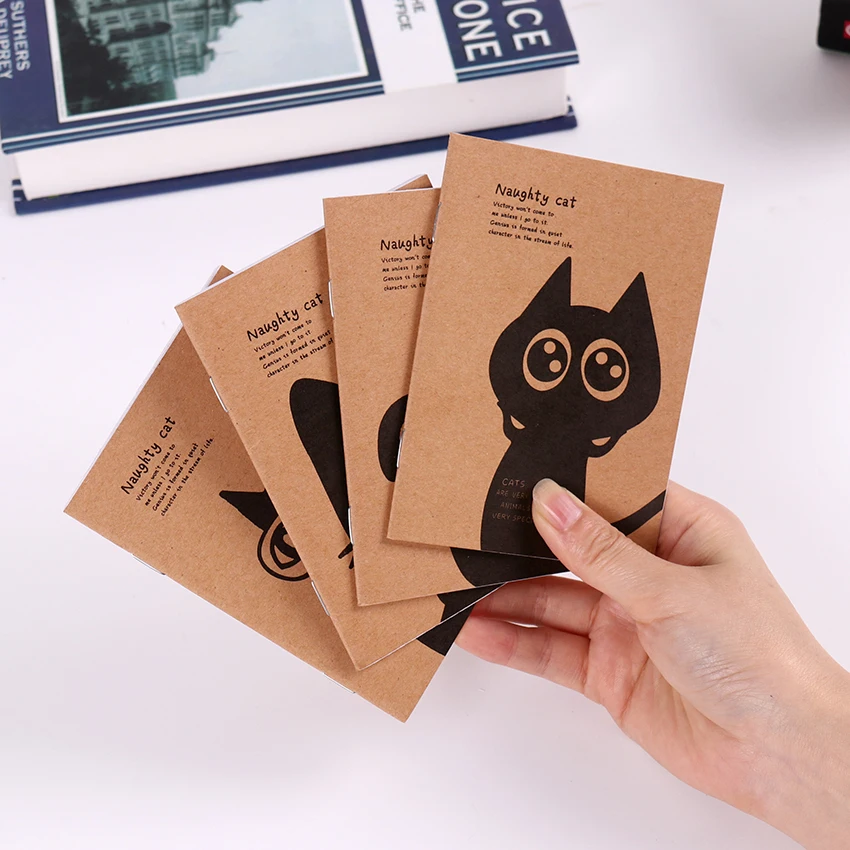 

1 PC Mini Blank Notebook Office Supplies School Creative Kraft Paper Cat and Circus Style Filofax Notepad Diary Students