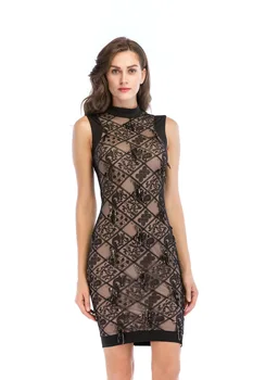 

Designer Sexy Evening Lace Dress For Women Flower Patterns Made In China