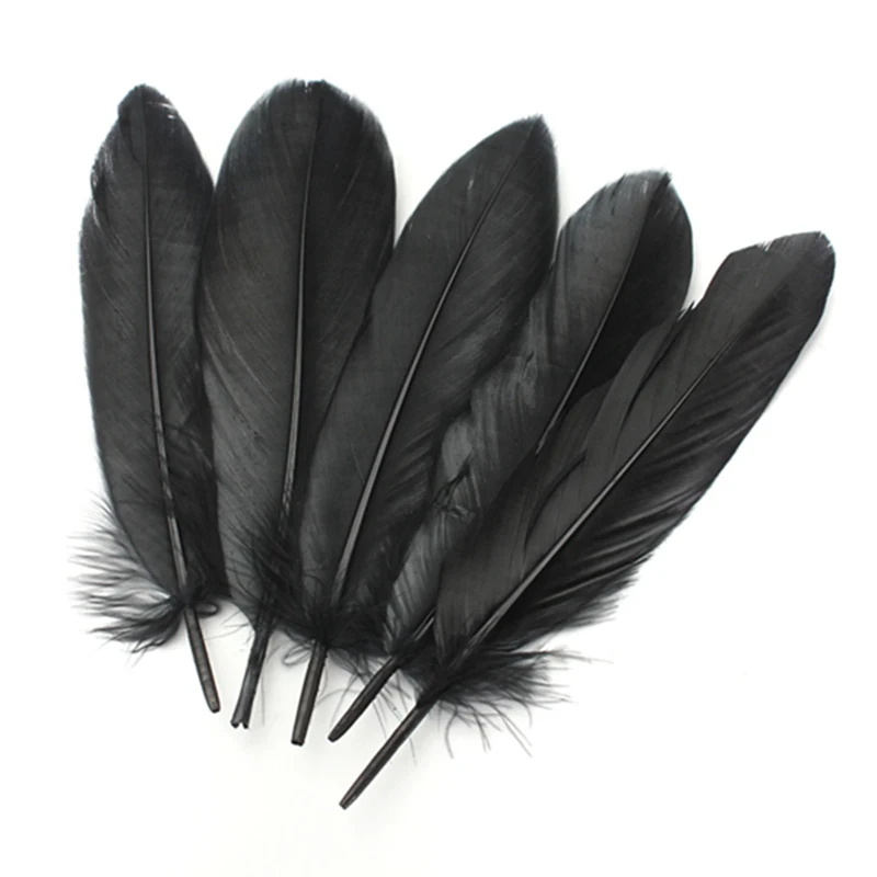 

New Stylish Hot Sale 50pcs/lot 15-20cm Black Natural Feather Goose For Craft/ Hats/Floral Arrangement Material Accessories
