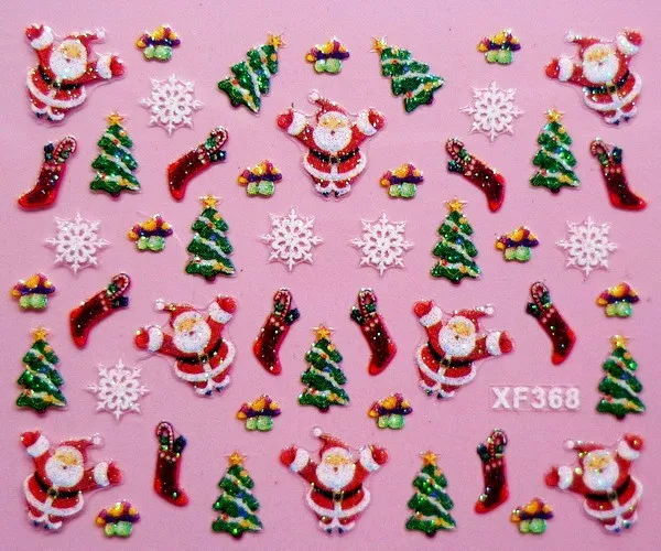 

3D Christmas gift design Water Transfer Nails Art Sticker decals lady women manicure tools Nail Wraps Decals XF368