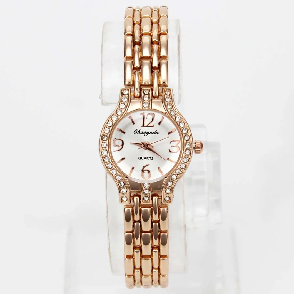 

Rose Gold Women Ladies Crystal Necklace Round Dial Chain Casual Bracelet Quartz Wrist Watch
