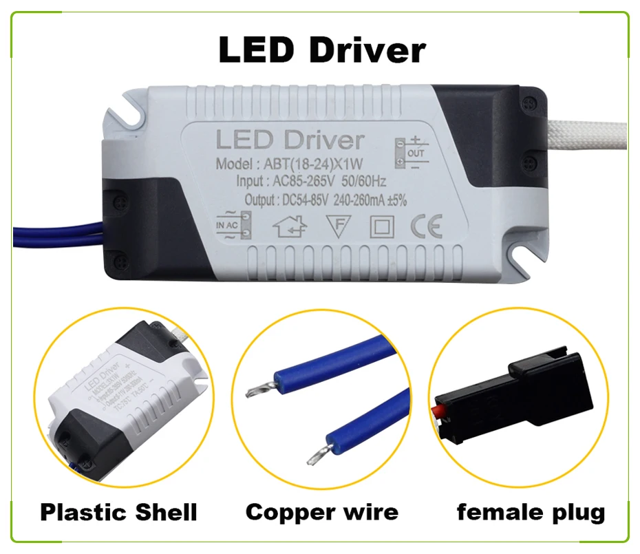 Светодиодный блок питания 1 Вт, 3 Вт, 5 Вт, 18 Вт, 25 Вт, ток 300 мА, светильник, трансформатор, адаптер, AC85-265V, светодиодный светильник, лампа