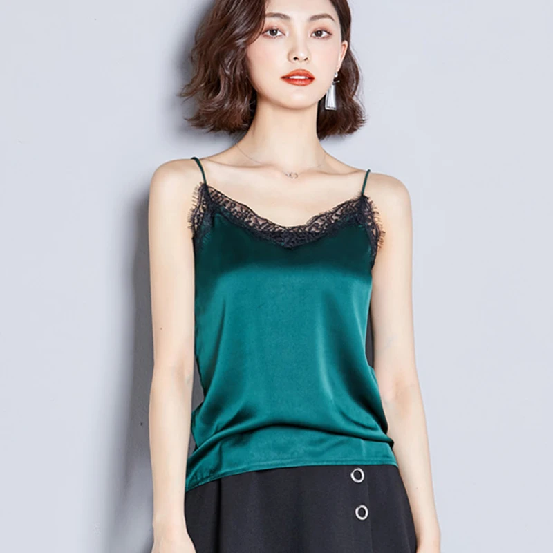 Women camisole satin jeans tops