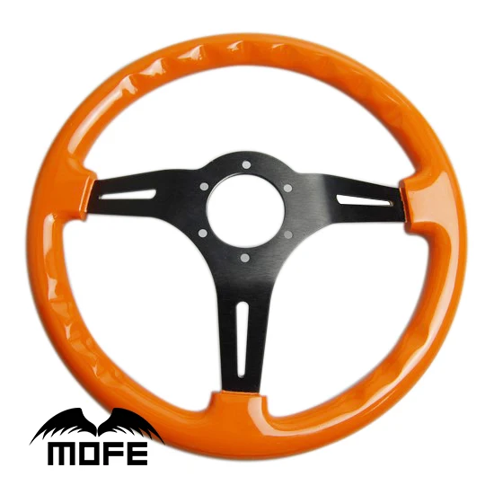 MOFE Racing 3 алюминиевые спицы 1" /350 мм Глубокая кукурузная тарелка для настройки деревянное классическое Рулевое колесо для гоночного автомобиля оранжевого цвета