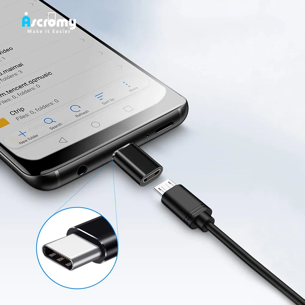 

Ascromy Micro USB Female To Type C Male Android SmartPhone Charging Adapter For MacBook Huawei Xiaomi Samsung Data Transfer