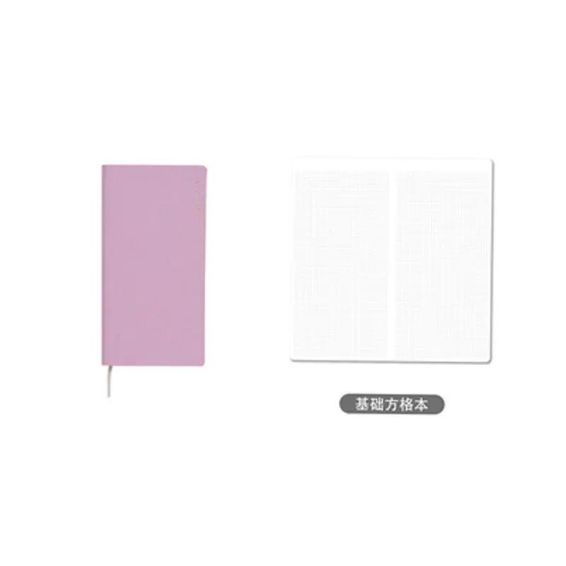 Lovedoki чистый цвет карман сетка еженедельник блокнот 19*9,7 см DIY еженедельник план книга подарок - Цвет: Purple Grid