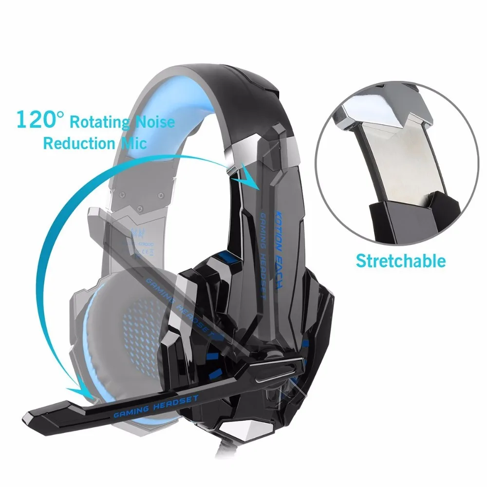 KOTION EACH G9000 3 5 мм USB игровая гарнитура светящиеся басы с микрофоном светодиодный