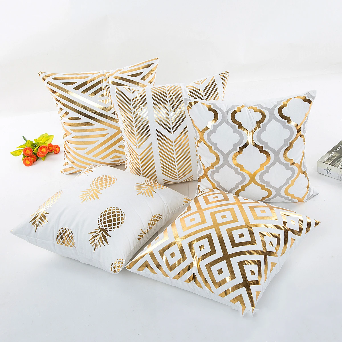

Hoomall Home Textile Decorative Cushion Cover Gold Bronzing Geometric Pattern Pillow Cover Soft Bedding Throw Pillows for Home