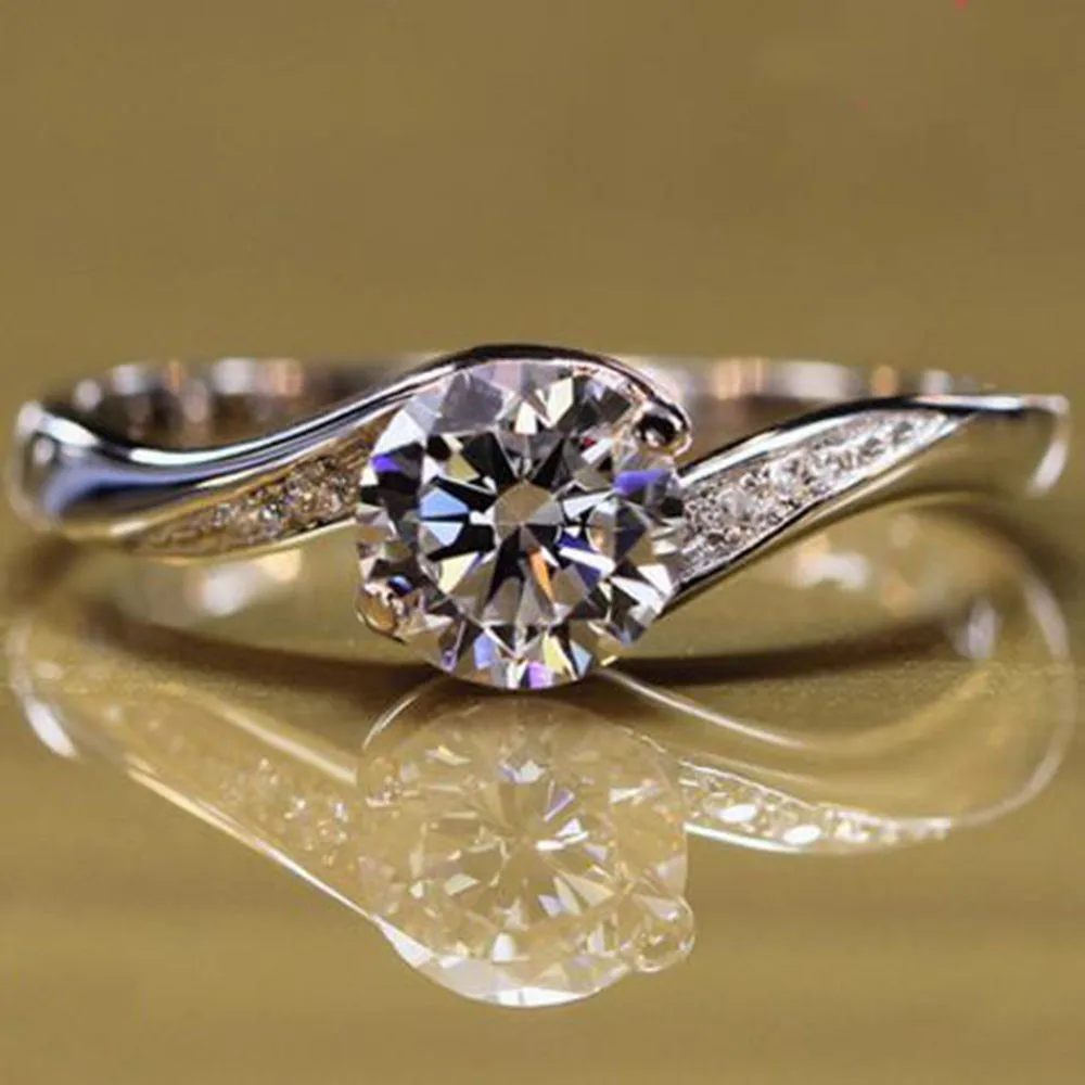 

2019 YKNRBPH Special Offer Real Excellen 100% S925 Sterling Rings Round Shape Women's Princess Fine Jewelry Rings