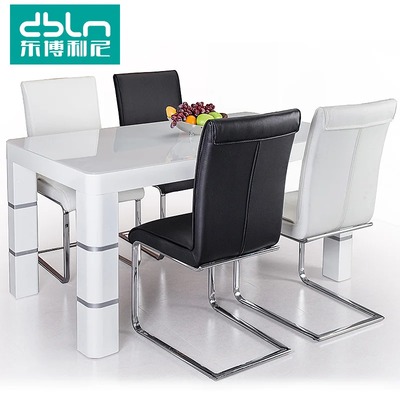 East Bollini fashion simple black and white paint modern glass dining table dinette combination Promotions | Мебель