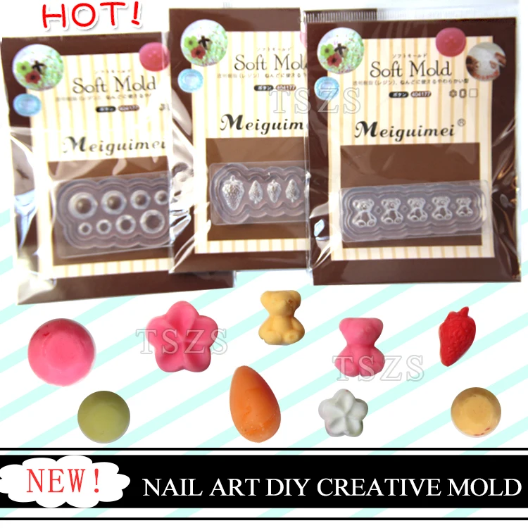 

1pcs/lot Silicon strawberry Little flower kitty angel's wings water drop heart star DIY creative mold nail art decorations