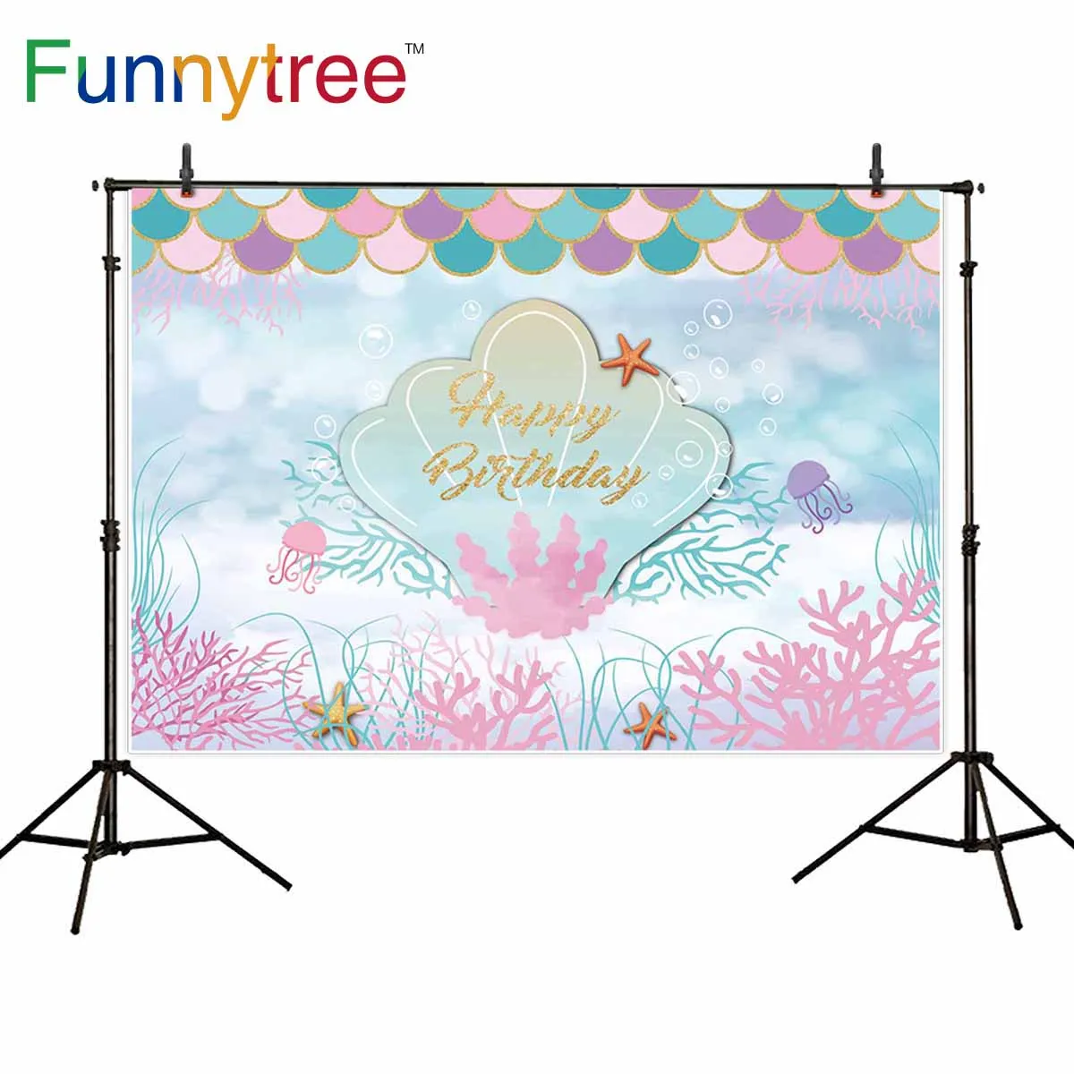 Funnytree Русалка фон для студийной фотосъемки маленькой принцессы на день рождения