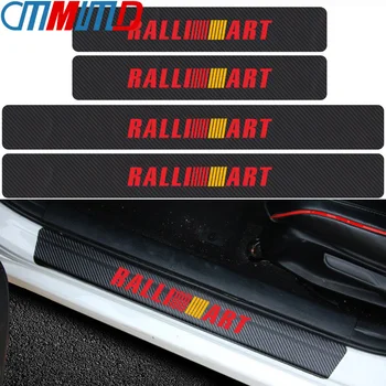 

Car Styling 4pcs Carbon Fiber Door Sill Protector Stickers For Mitsubishi ralliart Lancer 9 10 Asx Outlander 3 Pajero Sport L200