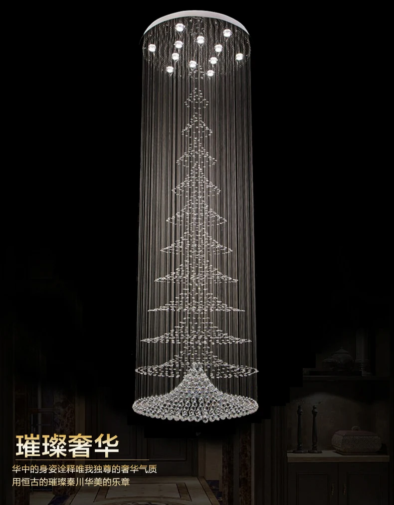 Free New Crystal Lamp Modern Large Chandeliers Staircase Free New Crystal Lamp Modern Large Chandeliers Staircase Light Super Market Lighting 3 Meter Long In From Lights On