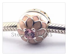 Se adapta a Pandora Pulseras Blooming Dahlia Clip de Perlas de Plata con Rosa CZ 100% Plata de Ley 925 Encantos de La Joyería DIY