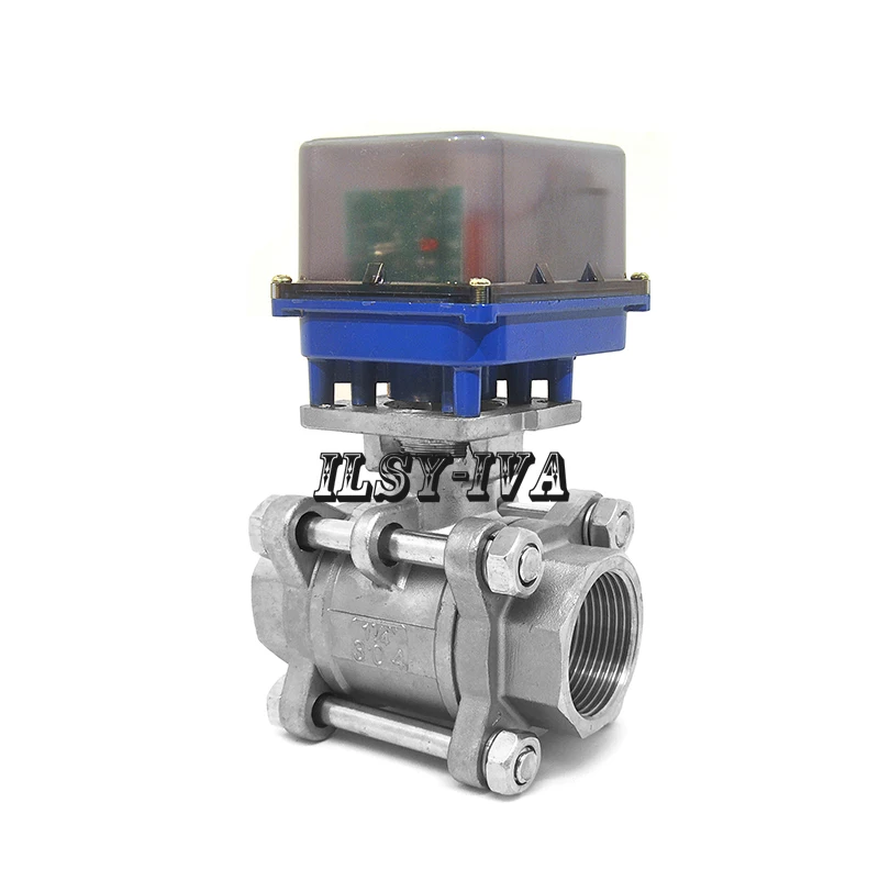 

Two way 3-piece type DN32 motorized ball valve,DC12V/24V Stainless steel electric ball valve