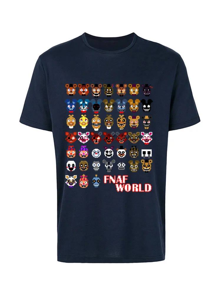 Новинка г., футболка FNAF World Game хлопковые футболки с вырезом лодочкой в европейском стиле топы с забавными персонажами из мультфильмов, футболка - Цвет: Тёмно-синий