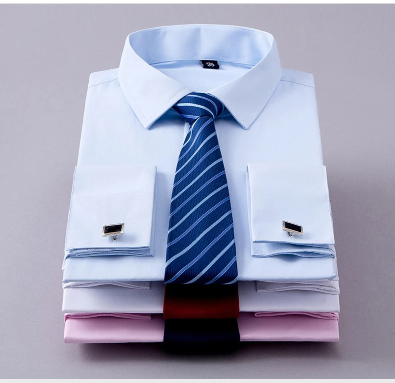 Mwxsd Высококачественная Мужская рубашка с французским платьем Мужская Свадебная хлопковая формальная рубашка-смокинг мужская приталенная деловая офисная рубашка 4xl 5xl