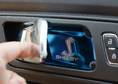 Автомобильный Стайлинг, наклейка для, новинка, ford mustang, внутренняя дверная чаша из нержавеющей стали, украшенная блестками, 2 шт - Название цвета: blue