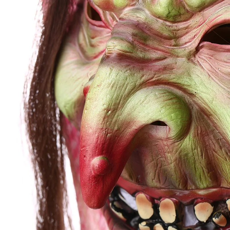 Full Face Scary Scarf Wrinkles Old Witch Latex Female Mask Horror Masquerade Adult Ghost Halloween Props Costumes Fancy Dress   (9)
