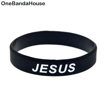 

1PC Black Jesus Cross Fair and Love Silicone Wristband Adult Size