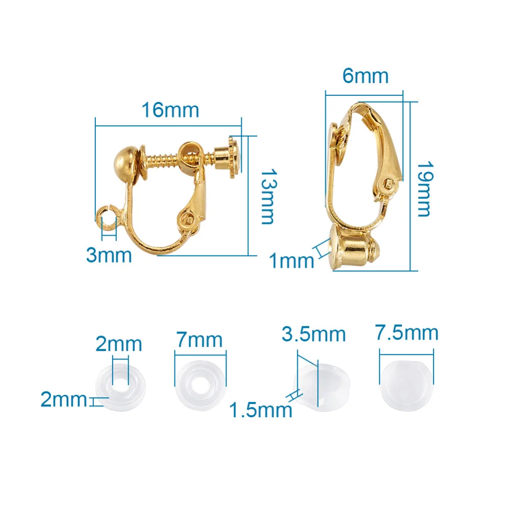 Латунные серьги-винт конвертер и клип на серьги конвертер, пластиковые уха клип pad, анти-боль, смешанный цвет
