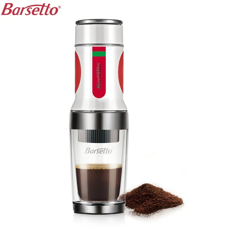 Hot sale BARSETTO Portable Hand Press Coffee Maker Mini Handheld
Espresso Pods Coffee Capsule Machine(White)