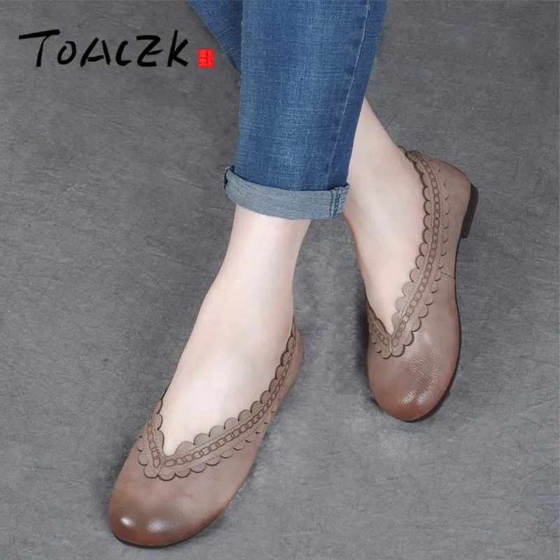

Autumn low heel leather women's shoes shaokou sen department literature and art single shoes soft sole round head retro shoes