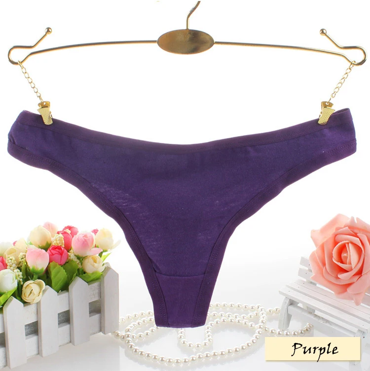 Plus Size Women Cotton Sexy G String Fashion Solid Panties Women's Thongs Briefs Low Waist Underwear (17)