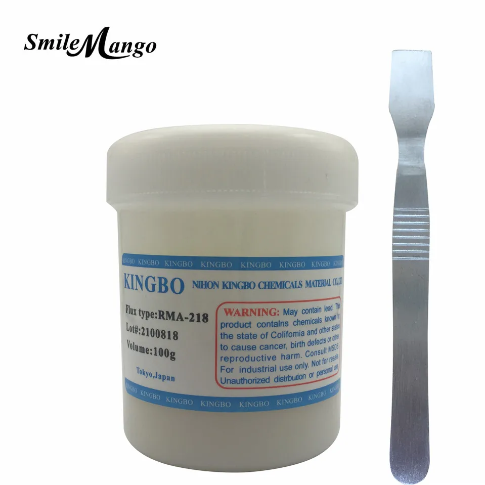 online KINGBO RMA 218 100g Lead Free Pasta De Solda Flux Para SMT BGA Reballing Reparação de Solda De Solda Sem Limpeza + raspador ESD