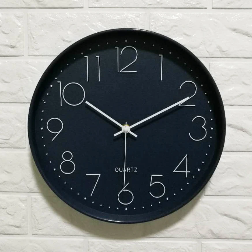 

Wall clocks home decor with 12" Circular single face clocks brief Arabic numerals mute quartz wall clock Home decoration