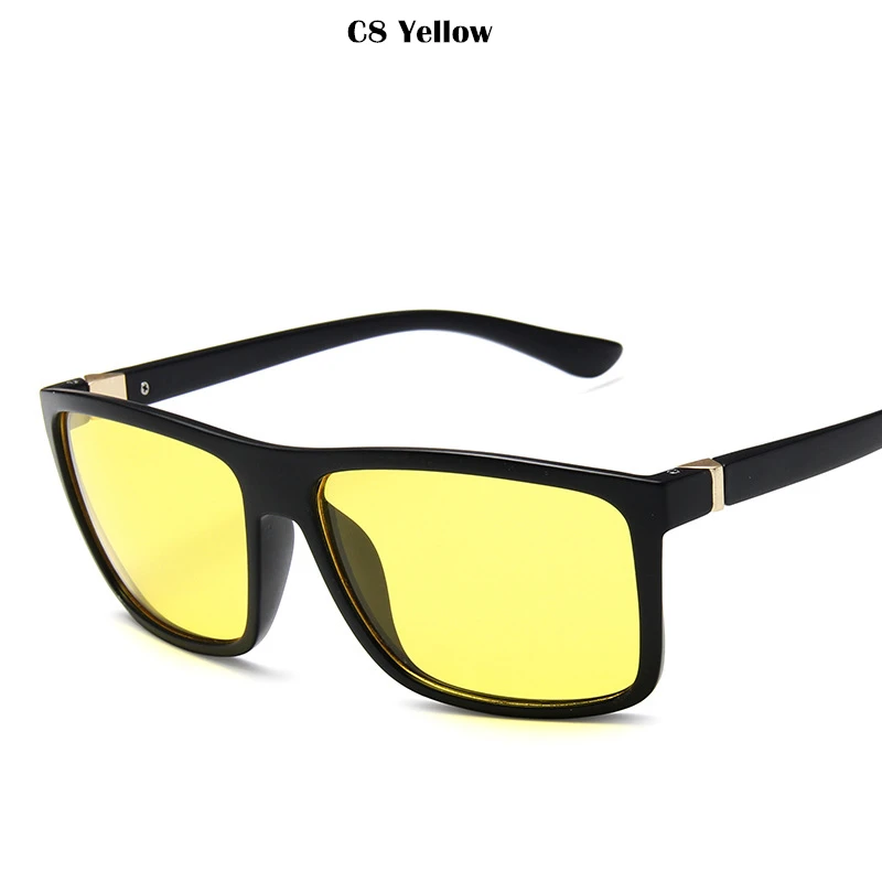 Квадратные Солнцезащитные очки Мужские брендовые дизайнерские классические зеркальные фотохромные солнцезащитные очки мужские солнцезащитные очки UV400 - Цвет линз: Yellow