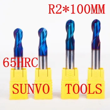 

5pcs/set R2x100MM 4MM HRC45 HRC50 HRC55 HRC60 HRC65 CNC Tungsten Carbide ball nose End Mills Spiral Bits CNC Endmill Router Bits