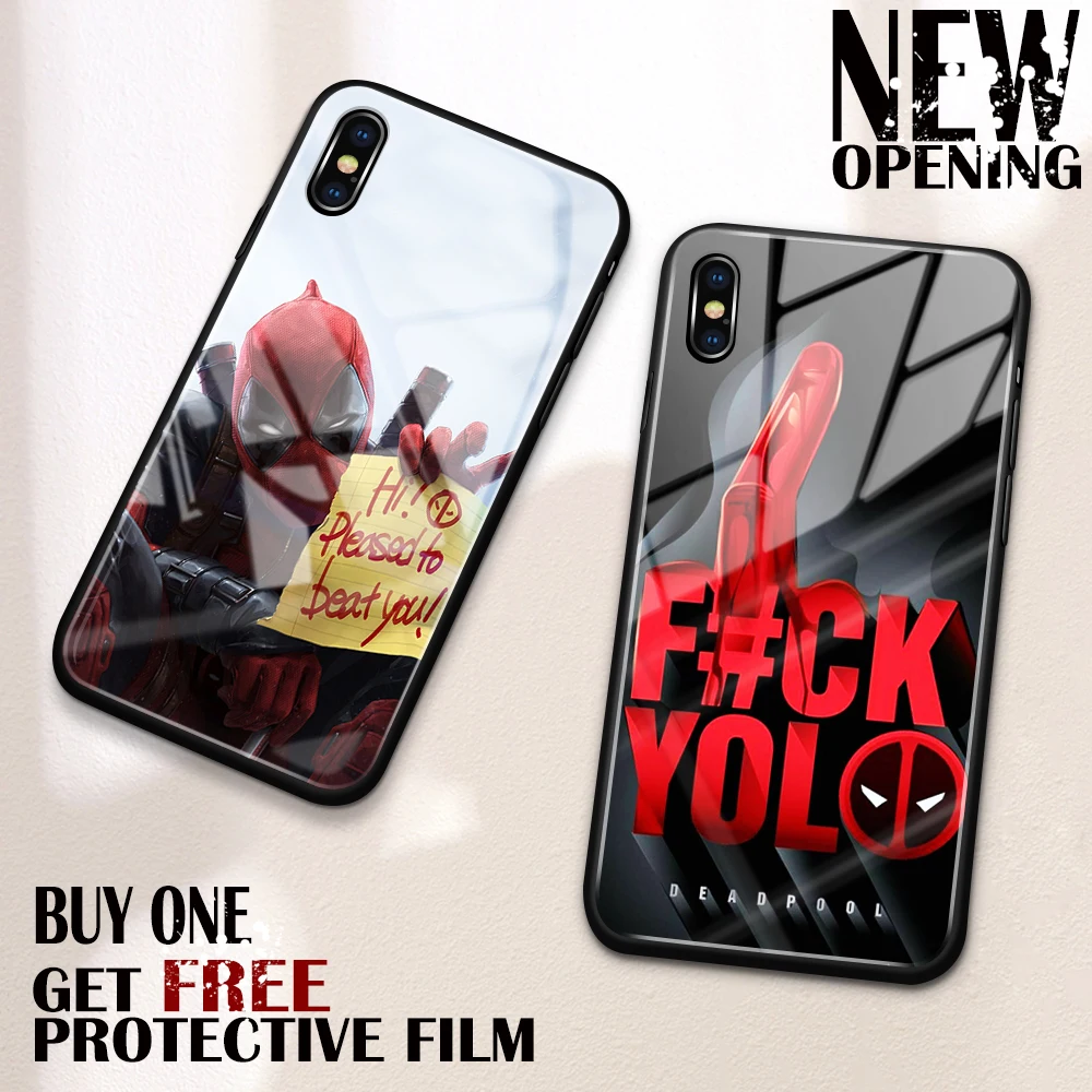 

Case for iPhone xs max glass back cover Deadpool case 7 plus cover funda for iPhone 6 6s 7 8 Plus X XS Max XR 11 pro max