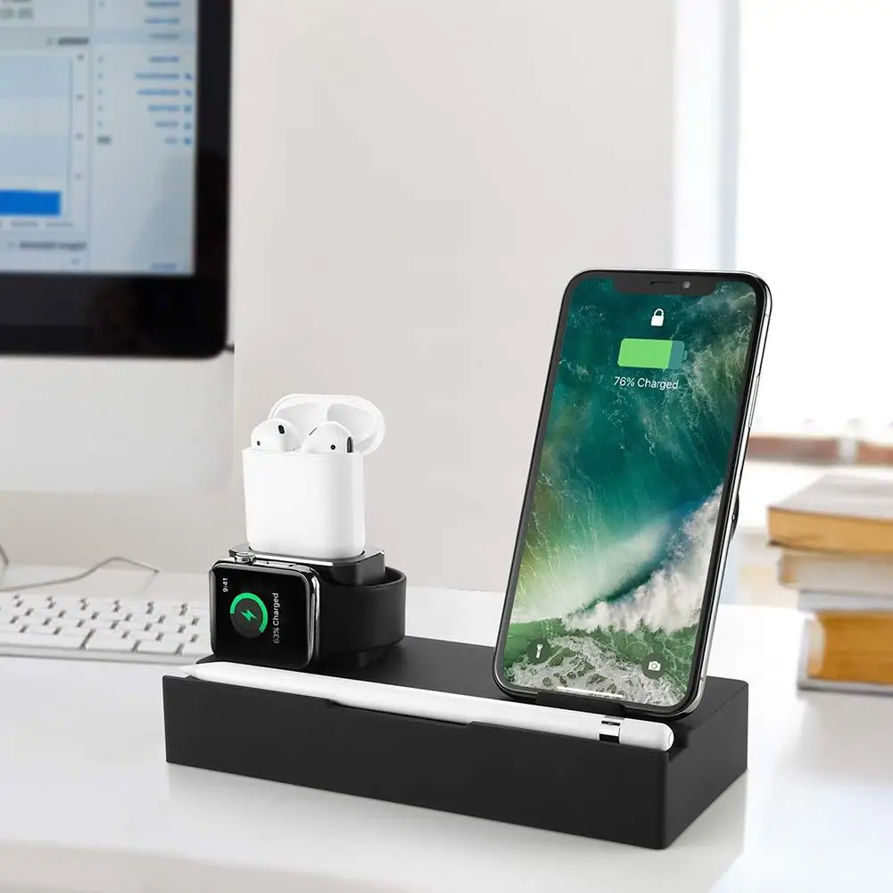 

Multifunctional Desk Wireless Phone Charger Dock Holder for Apple Watch AirPods Desk Wireless Phone Charger Dock