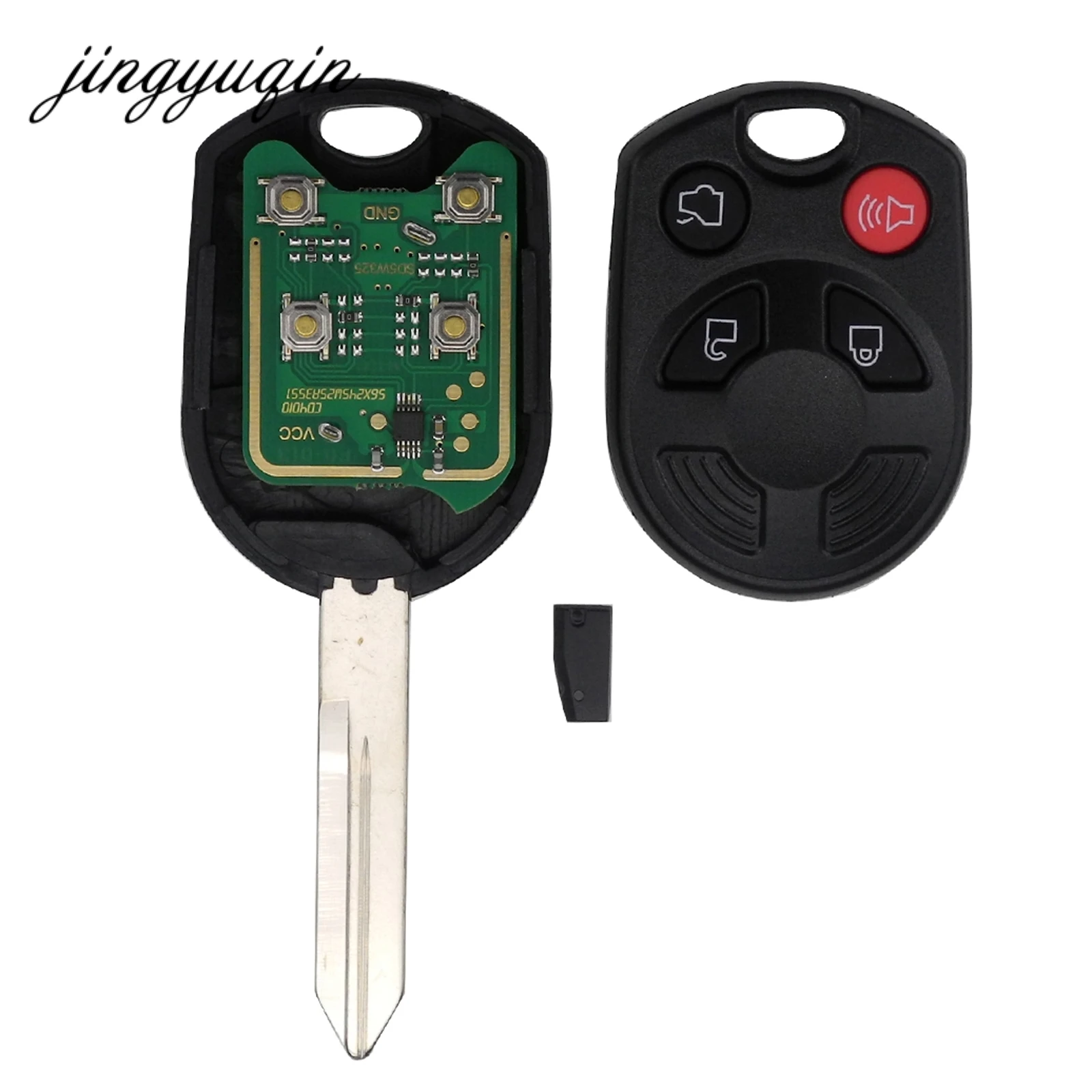 jingyuqin 4 Button Remote Car Key Fob Transmitter + 63 Chip For Ford