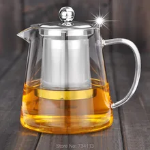 Стеклянный чайник термостойкий фильтр кофе чайник цветочный чайник Удобная кухонная чашка Stainlesssteel лайнер 750 мл