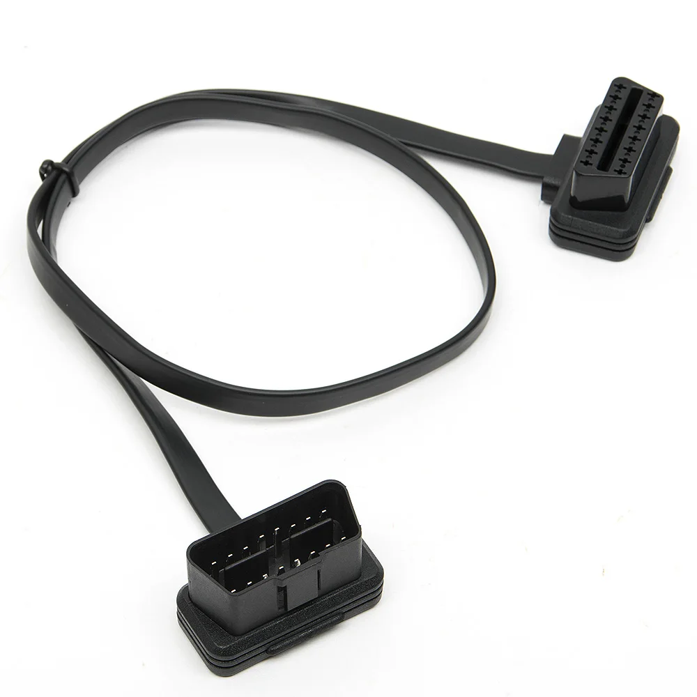 KWOKKER плоский тонкий как лапша OBDII OBD2 16Pin ELM327 от мужчины к женщине расширение локтя