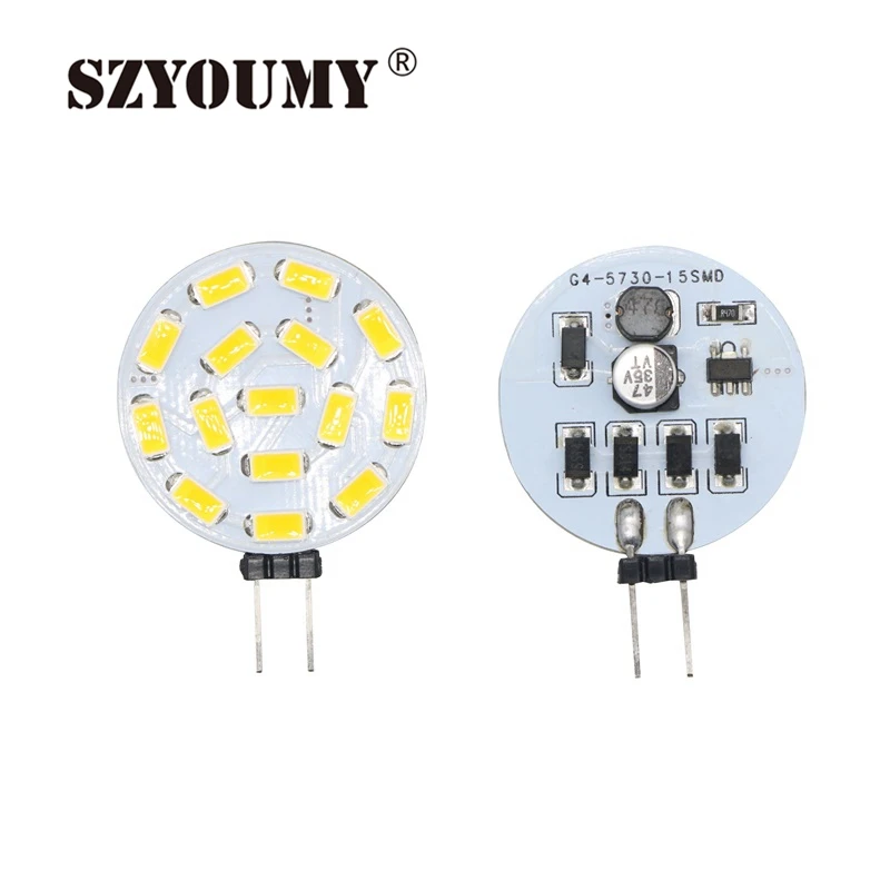 SZYOUMY 50 шт. 15 Светодиодный G4 SMD 5730 светодиодный потолочный светильник 3 Вт светодиодное освещение, лампа G4 5730 круглый потолочный светильник